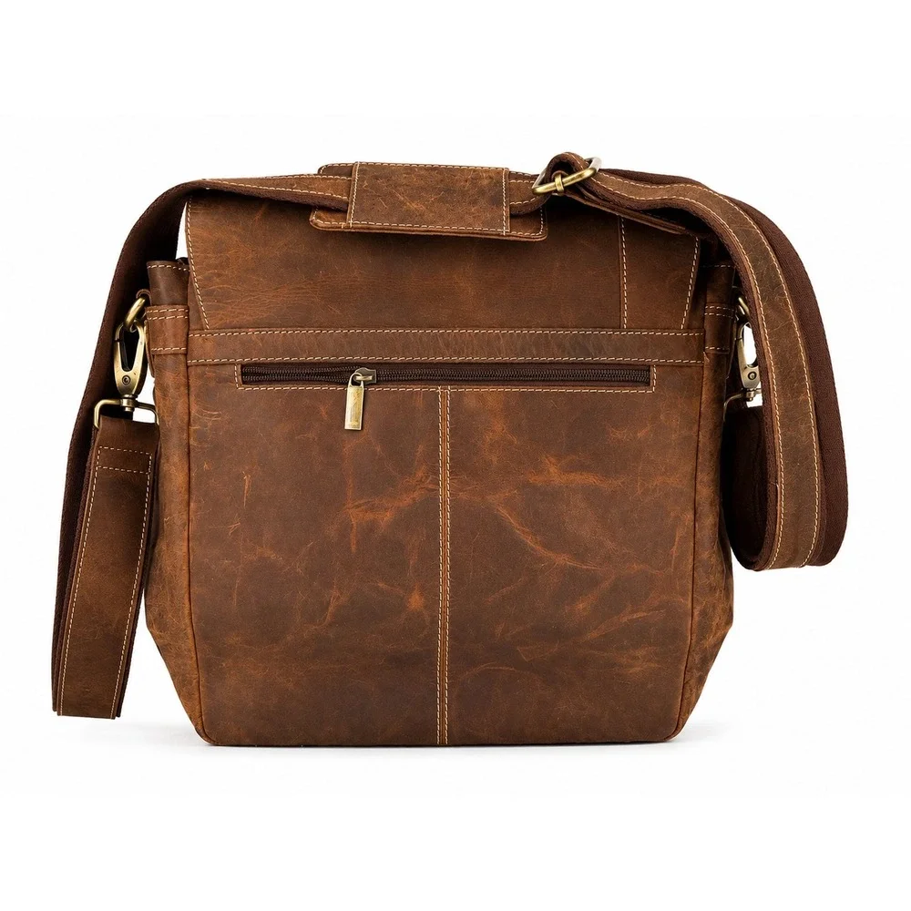 Urban Dezire Brown Distressed Leather Messenger Bag Crossbody‎